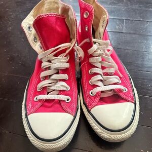 Hot pink high top converse